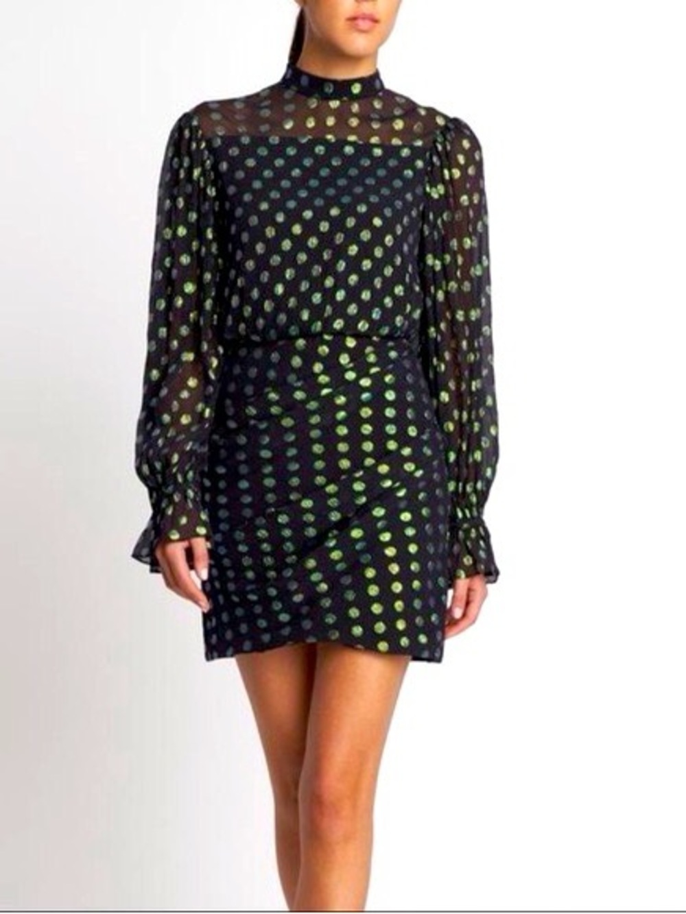 Saloni Rina Iridescent Polka Dot Dress - US6